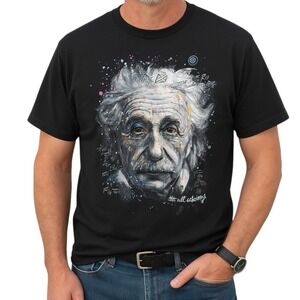 Stephen Fishwick Albert Einstein Graphic T Shirt XL Black Abstract Art Icons USA